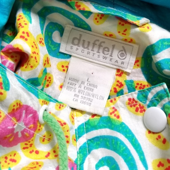 Vtg Multi Colored Windbraker Hoodie Jacket Duffel - Picture 2 of 5